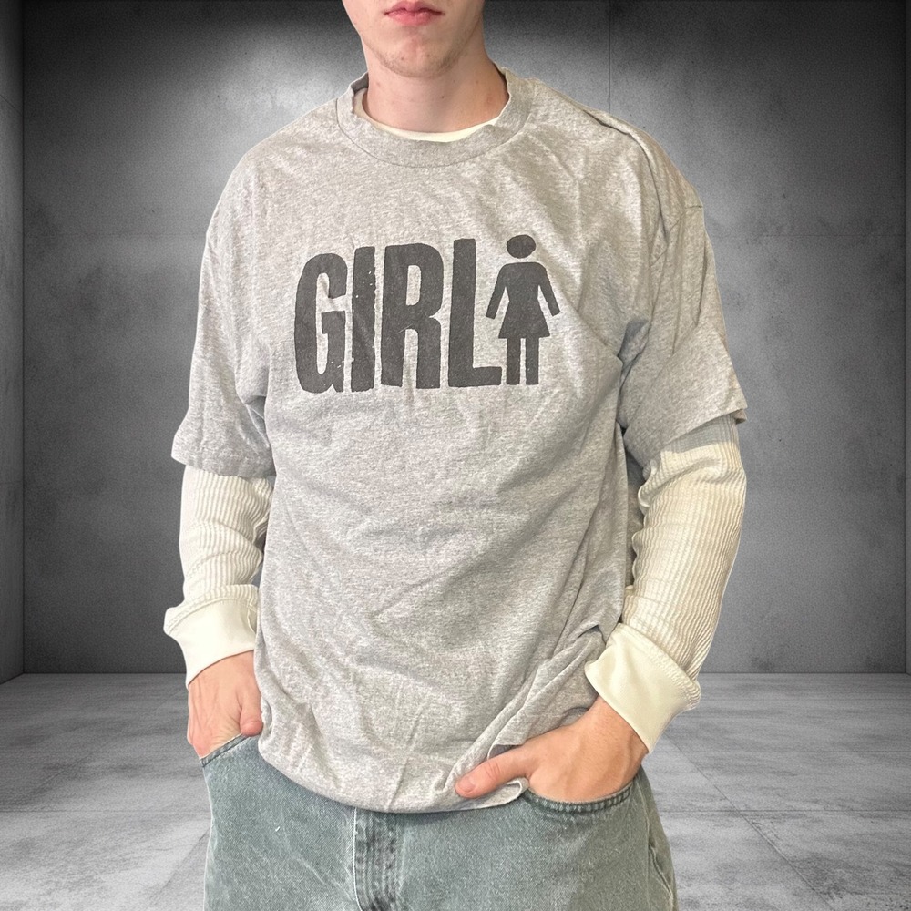 Vintage Girl Skateboards T Shirt Grey Heather XL Y2K Skater Streetwear Boxy Fit
